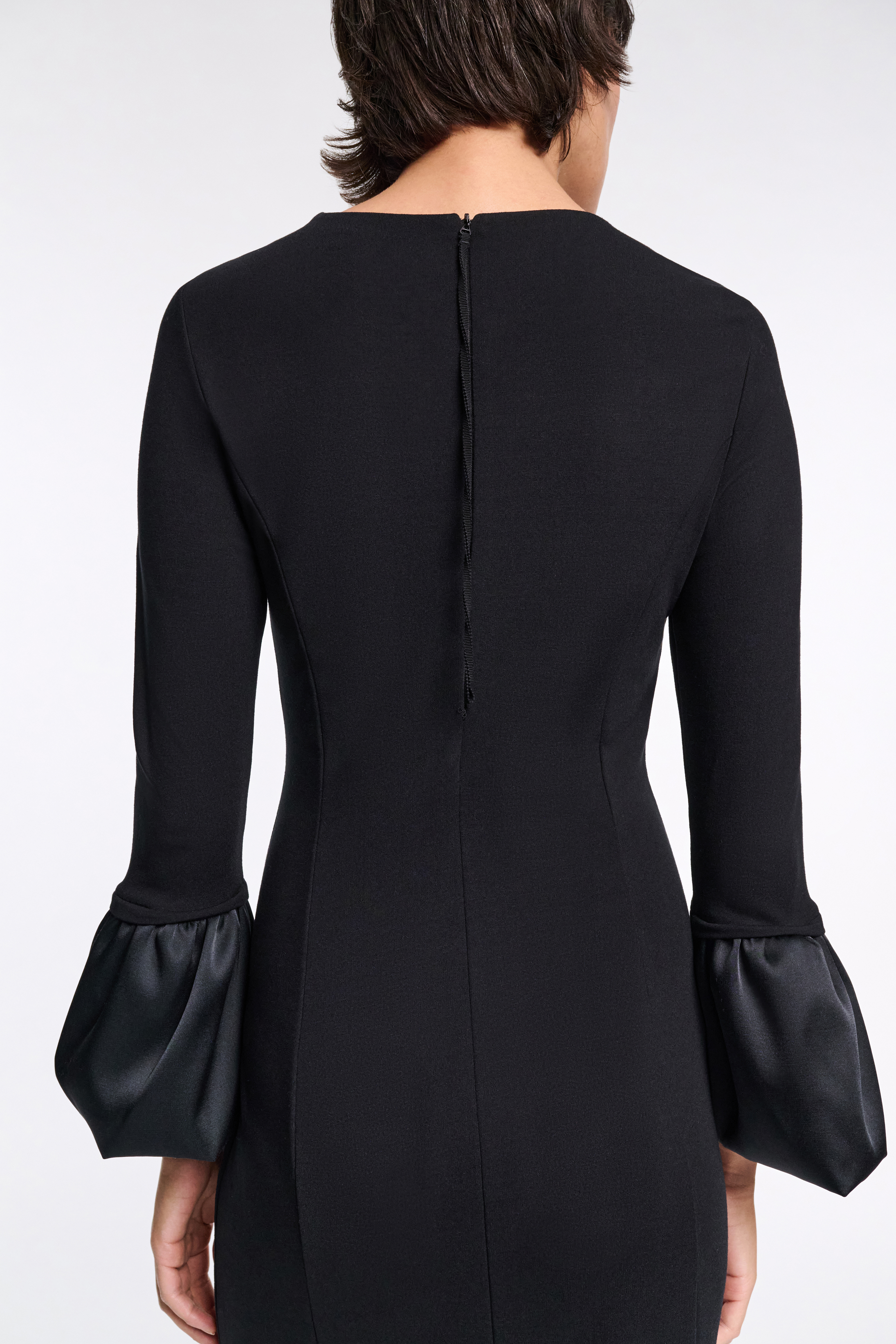 Dorothee Schumacher Jersey midi dress with satin cuffs pure black